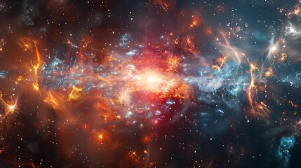 Obraz premium Abstract space background with nebula, stars and galaxies. Fantasy fractal design.