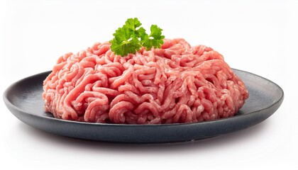 minced meat in a bowl  a white background