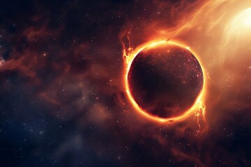 Naklejka premium Abstract scientific background full sun eclipse