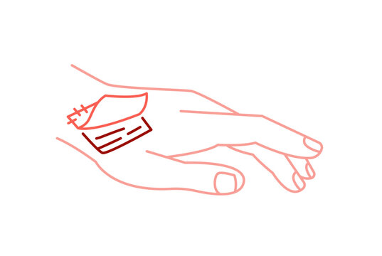 hand with surgical incision, red outline clip art preview