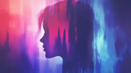 Woman Silhouette, Forest Dreamscape, Abstract Art