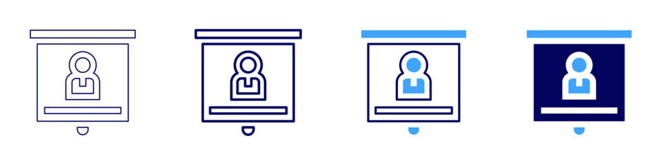 Audience analysis icon in 4 different styles. Thin Line, Line, Bold Line, Duotone. Duotone style. Editable stroke
