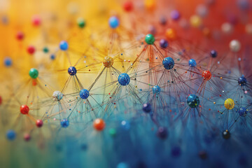Abstract social connect line data tangle colorfully to create a connection.