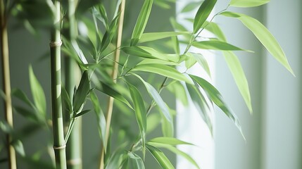 Rhythm of Nature: Green Bamboo in the Breeze