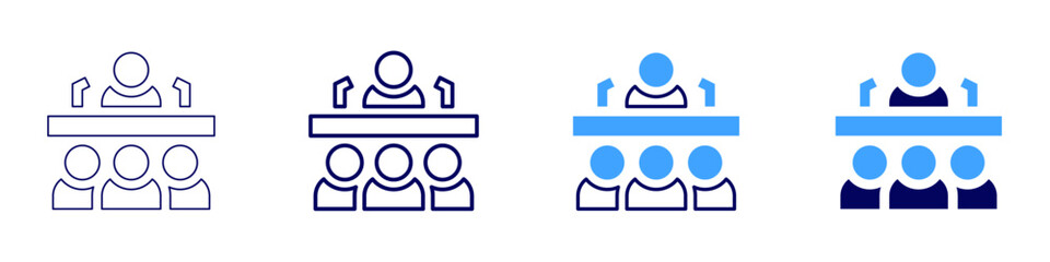 Conference presentation icon in 4 different styles. Thin Line, Line, Bold Line, Duotone. Duotone style. Editable stroke