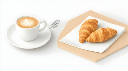 Coffee and Croissants on a Serving Tray