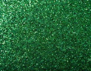 Fototapeta premium Top view of abstract green glitters background. St Patrick's Day concept. Generated image