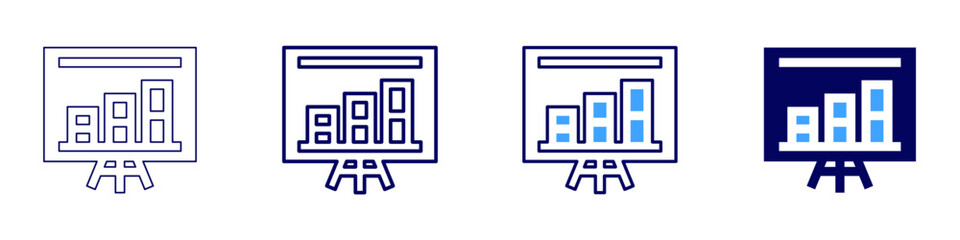 Executive presence in speaking icon in 4 different styles. Thin Line, Line, Bold Line, Duotone. Duotone style. Editable stroke