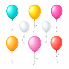Colorful party balloons isolated on white background. Possible use birthday card design