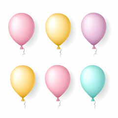 Colorful pastel balloons, isolated on white background, design element, for celebration, party, or greeting cards