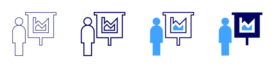 Hybrid presentation techniques icon in 4 different styles. Thin Line, Line, Bold Line, Duotone. Duotone style. Editable stroke