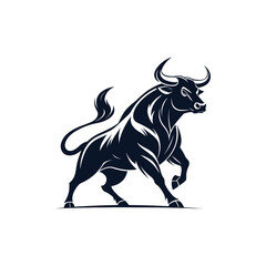 bull silhouette logo vector line art logo design