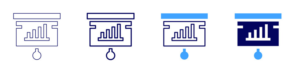Kpi icon in 4 different styles. Thin Line, Line, Bold Line, Duotone. Duotone style. Editable stroke
