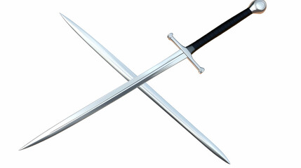 Crossed Medieval Swords on White Background