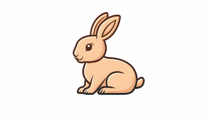 Obraz premium Cute cartoon rabbit sitting, isolated on white background, suitable for children's book illustrations or educational materials