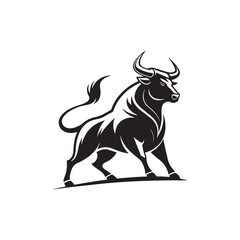 bull silhouette logo vector line art logo design