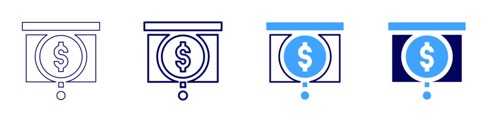 Online presentation tools icon in 4 different styles. Thin Line, Line, Bold Line, Duotone. Duotone style. Editable stroke