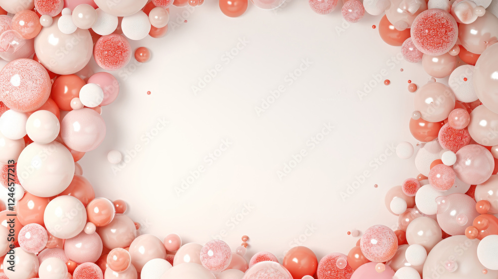 Aufkleber abstract composition with various three-dimensional spheres on a light background