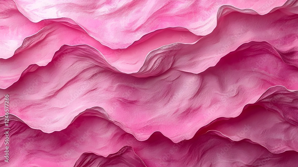 Poster a close-up view of textured pink waves, showcasing layers of soft, flowing forms. the gentle curves 