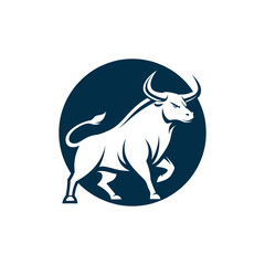 bull silhouette logo vector line art logo design