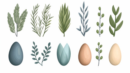 Easter Eggs with Floral Arrangements, Vector Illustration for Spring Celebration, Printable Design, Possible Use in Cards, Invitations