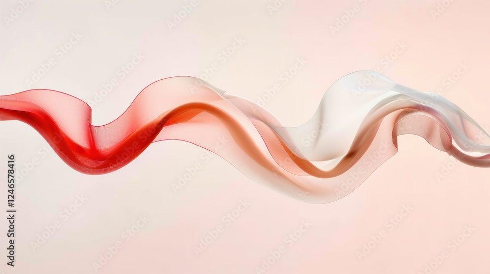Poster flowing waves of silk fabric against a soft background in sophisticated design and artistic expressi
