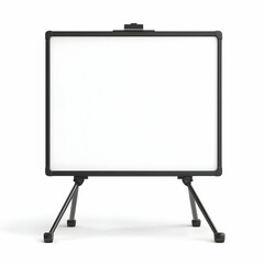 Empty portable whiteboard, ready for presentation, on white background. Possible use educational, business, or training setting
