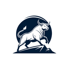 Obraz premium bull silhouette logo vector line art logo design