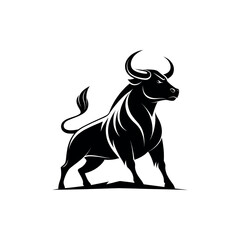 bull silhouette logo vector line art logo design