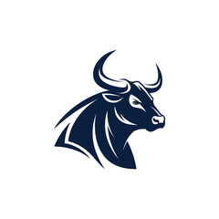 bull silhouette logo vector line art logo design