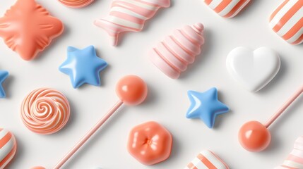 Candy and Sweets Layout with Decorative Shapes and Patterns for Celebrations and Parties