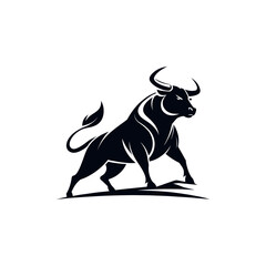 bull silhouette logo vector line art logo design