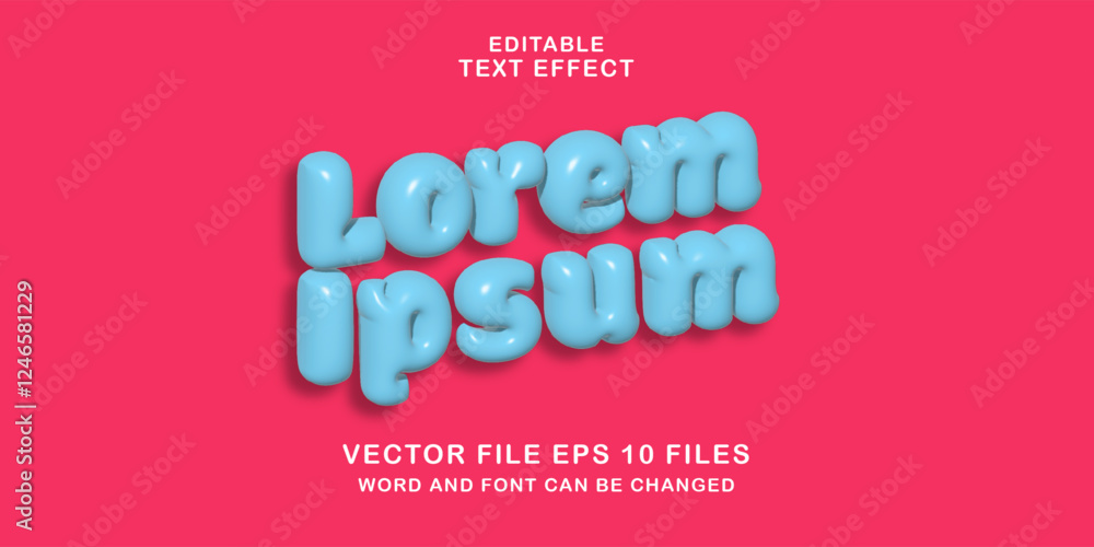 Fototapete editable 3d inflate lorem ipsum text effect.typhography logo