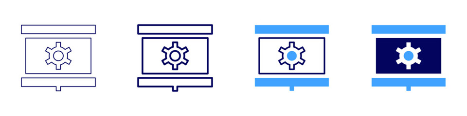 Presentation language icon in 4 different styles. Thin Line, Line, Bold Line, Duotone. Duotone style. Editable stroke