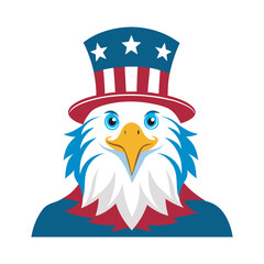 Eagle adorned with patriotic hat , bold independence day emblem
