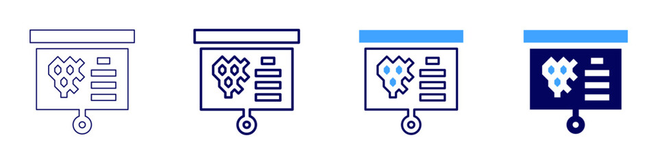 Presentation skills icon in 4 different styles. Thin Line, Line, Bold Line, Duotone. Duotone style. Editable stroke