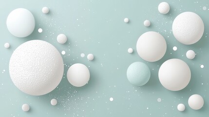 Abstract Composition of White Spheres on Soft Mint Background