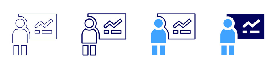 Presentation slide typography icon in 4 different styles. Thin Line, Line, Bold Line, Duotone. Duotone style. Editable stroke