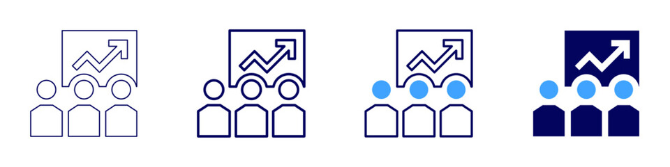 Presentation success factors icon in 4 different styles. Thin Line, Line, Bold Line, Duotone. Duotone style. Editable stroke
