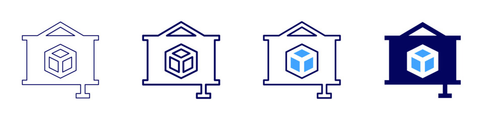 Presentation structure icon in 4 different styles. Thin Line, Line, Bold Line, Duotone. Duotone style. Editable stroke