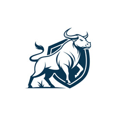 bull silhouette logo vector line art logo design