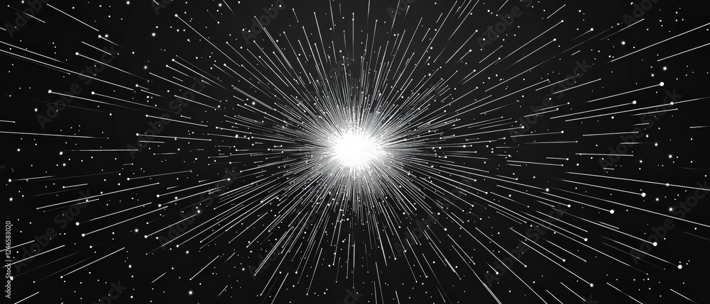 Aufkleber abstract black and white background featuring various starbursts with dynamic lines and light effect