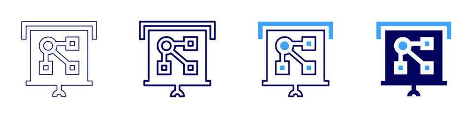 Scientific presentation techniques icon in 4 different styles. Thin Line, Line, Bold Line, Duotone. Duotone style. Editable stroke