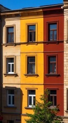 Fototapeta premium Colorful European Facade Under Bright Sunlight