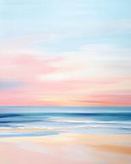 Serene Seascape at Dusk With Soft Pastel Colors Reflecting on Calm Ocean Waves