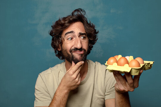 young adult bearded man egg concept