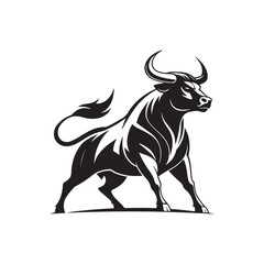 Obraz premium bull silhouette logo vector line art logo design
