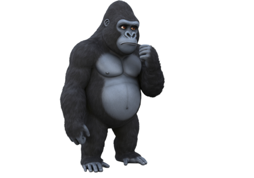 Contemplative Gorilla 3D Rendering