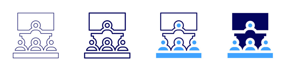 Strategic storytelling icon in 4 different styles. Thin Line, Line, Bold Line, Duotone. Duotone style. Editable stroke