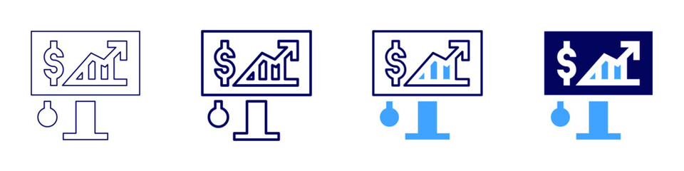 Using humor in presentations icon in 4 different styles. Thin Line, Line, Bold Line, Duotone. Duotone style. Editable stroke
